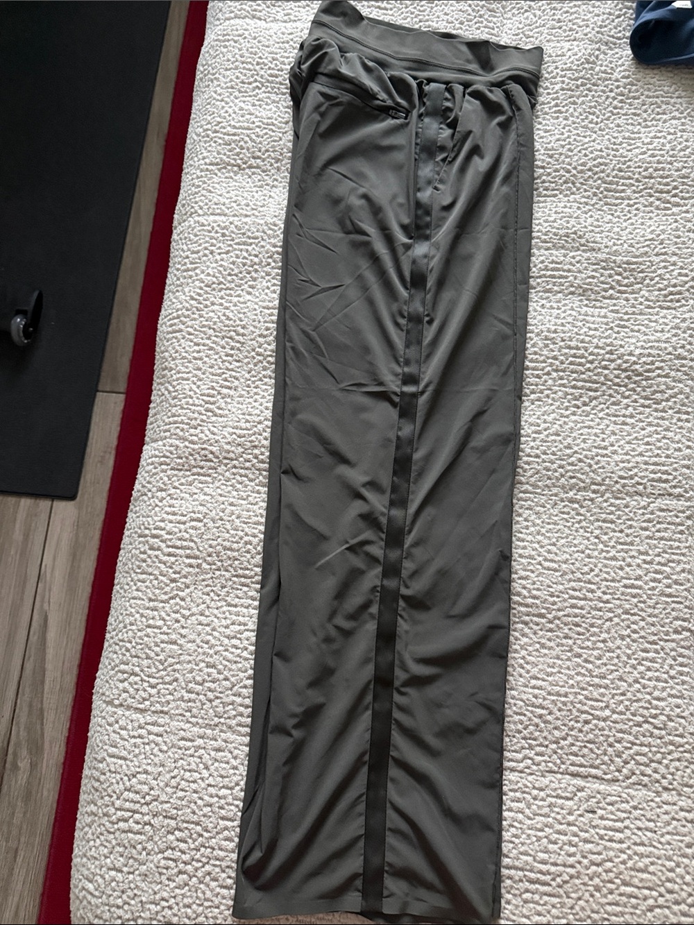 Nolita Athleta Olive Green Wide Leg Pants- stripe down each side
